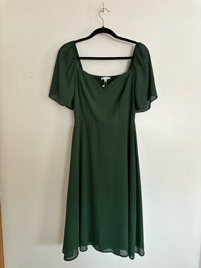 Baltic Born Forest Green Square-Neck Midi Dress